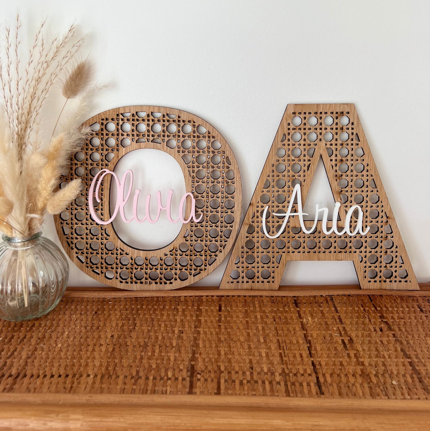 Personalised Rattan Name Sign | Nursery Decor