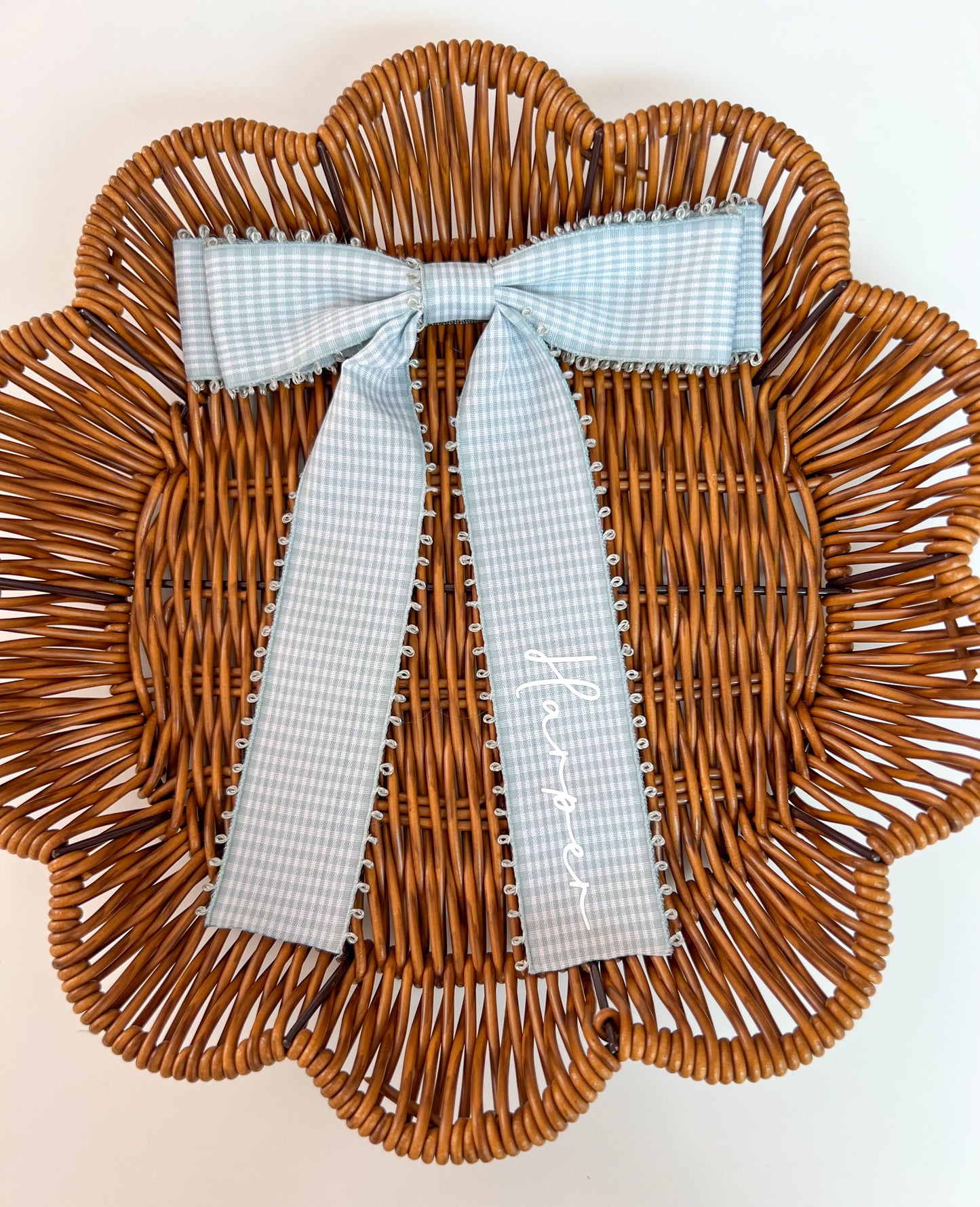 Personalised Red Gingham Long Tail Hair Bow