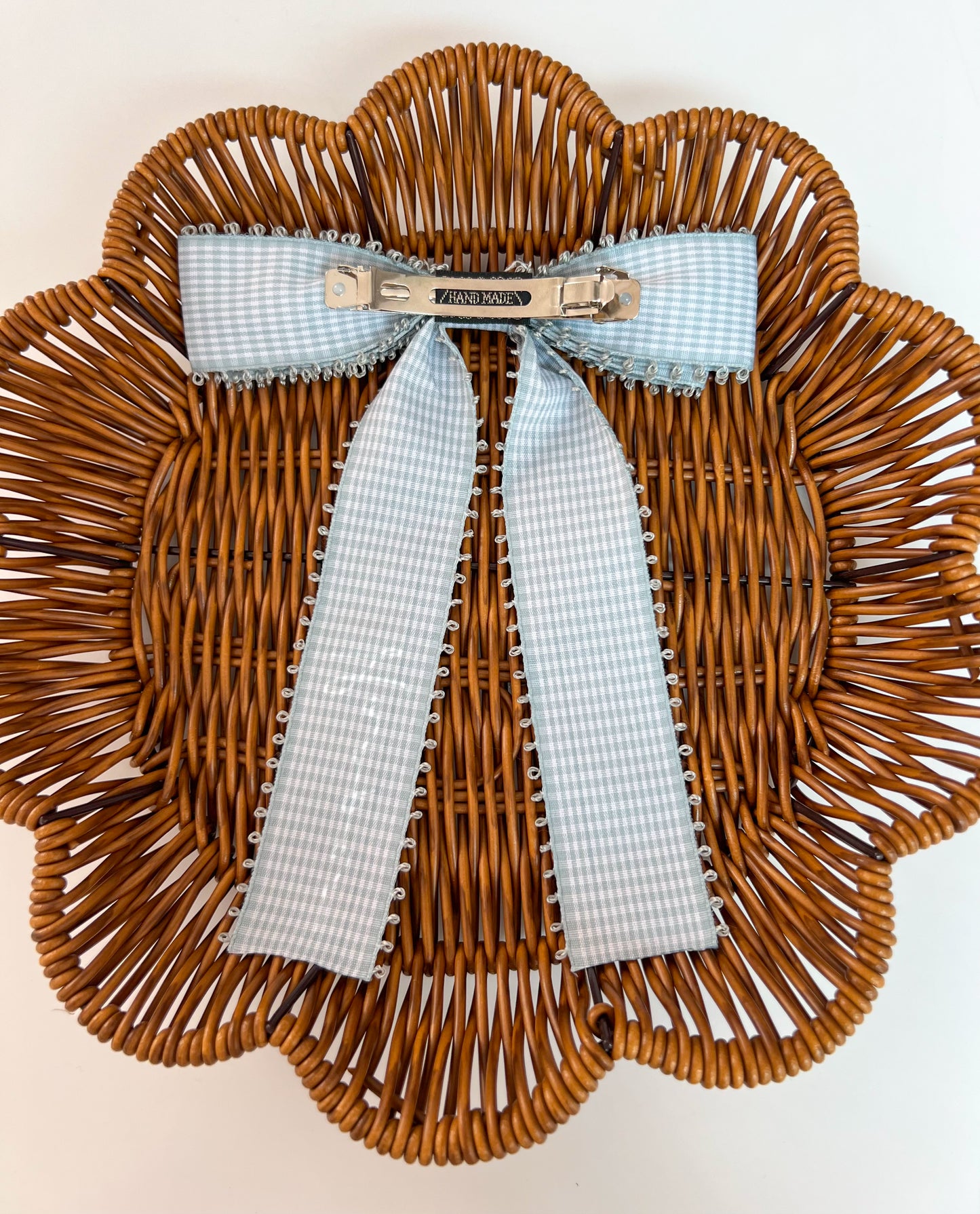 Personalised Red Gingham Long Tail Hair Bow