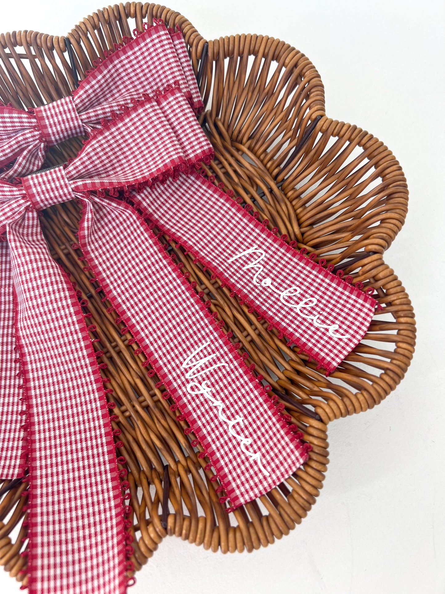 Personalised Red Gingham Long Tail Hair Bow