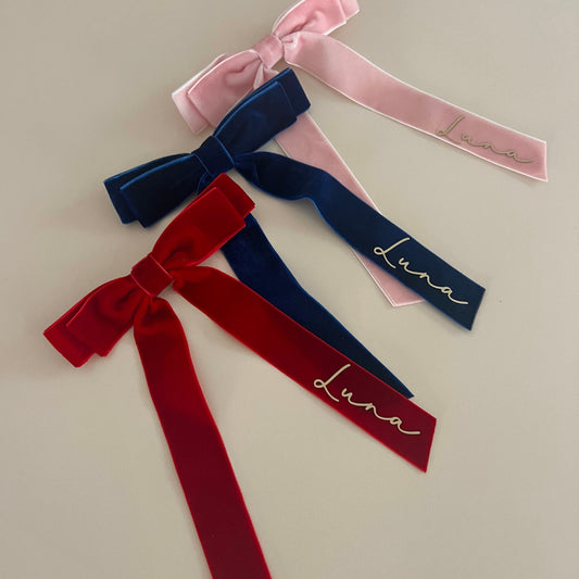 Personalised Velvet Hair Bows