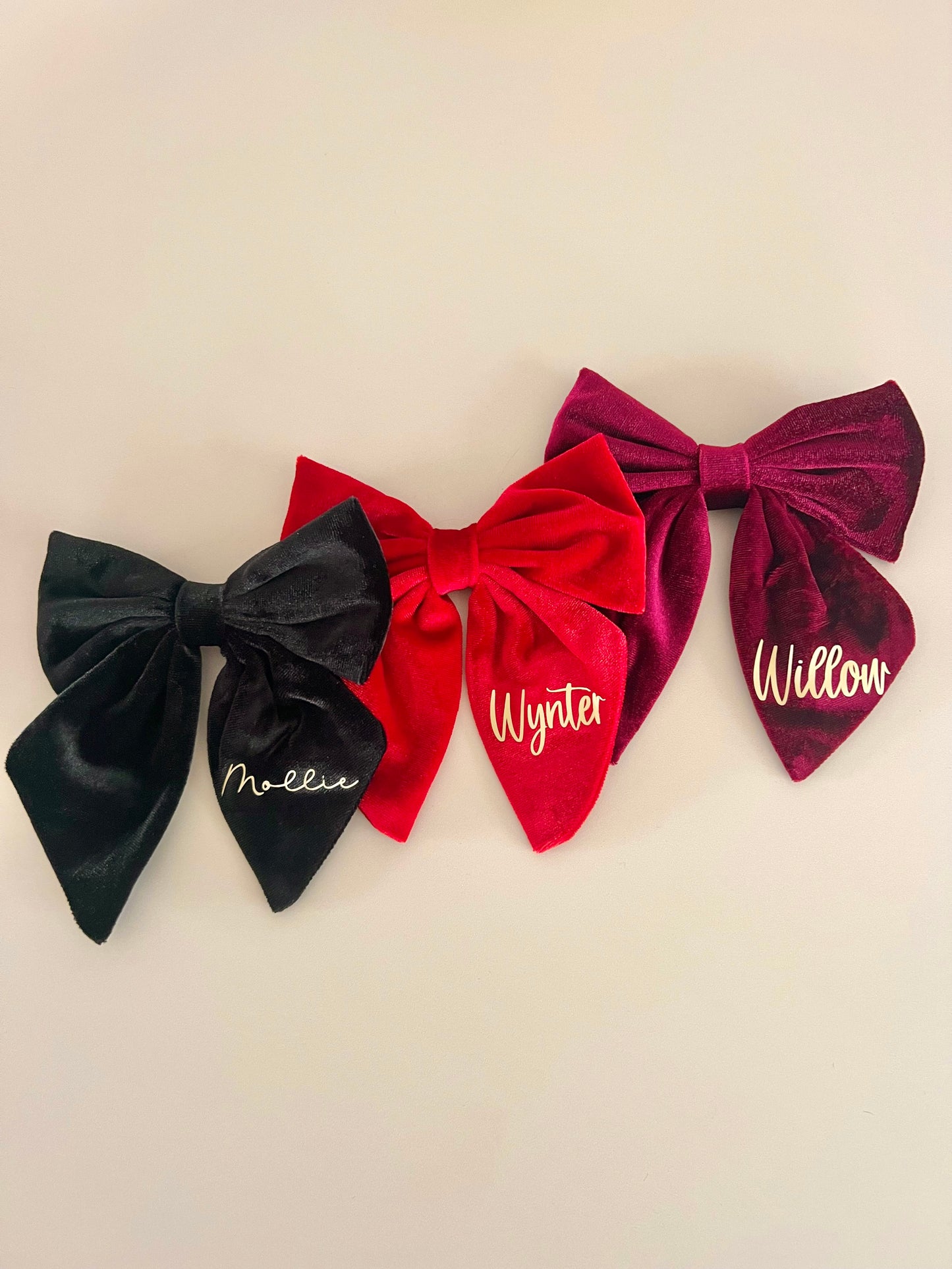 Personalised Christmas Velvet Hair Bows