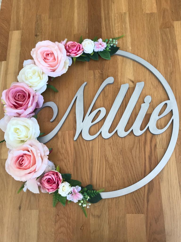 Personalised Baby Flower Hoop | Baby Shower Gift | New Baby Gift | Baby Shower Decor | Nursery Decor