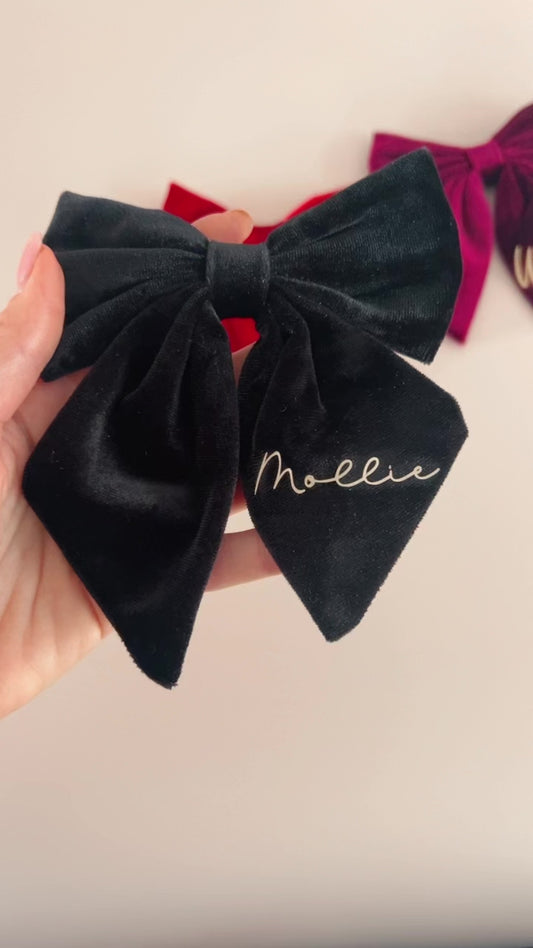 Personalised Christmas Velvet Hair Bows